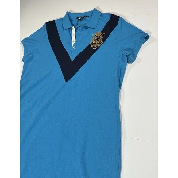 Polo Ralph Lauren Sport Women's Cotton Mesh Riding Crest Polo Dress Blue Size XL - Picture 6 of 12